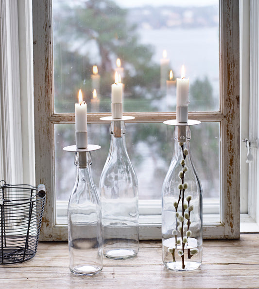 Bottle Neck Candle Holder | White