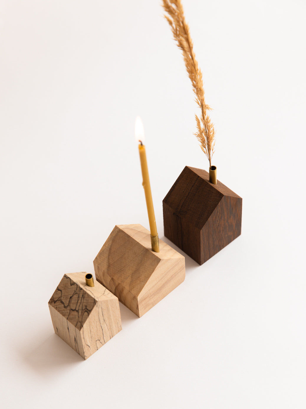 Hus of Wood Handmade Wooden House Candle Holder