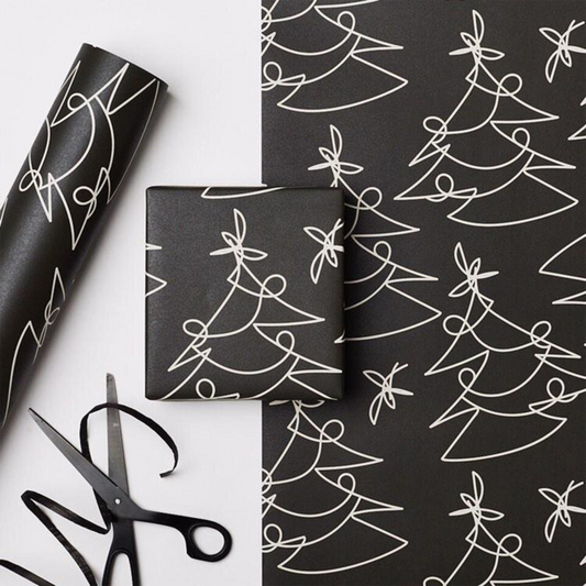 Tree Lines Gift Wrap | Black