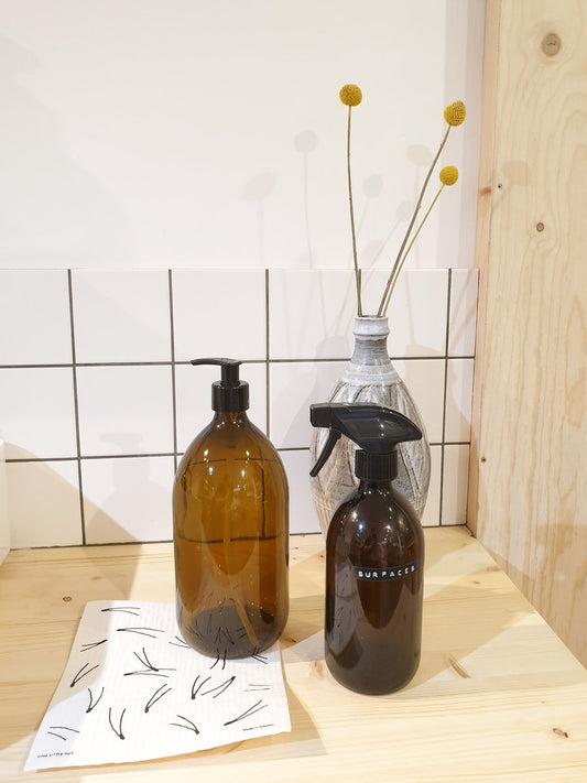 Amber Glass Reusable Bottle | 1000ml Pump Top