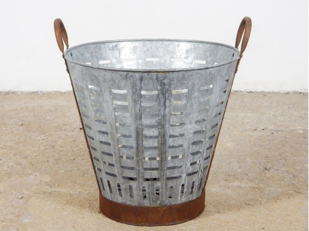 Galvanised Olive Basket