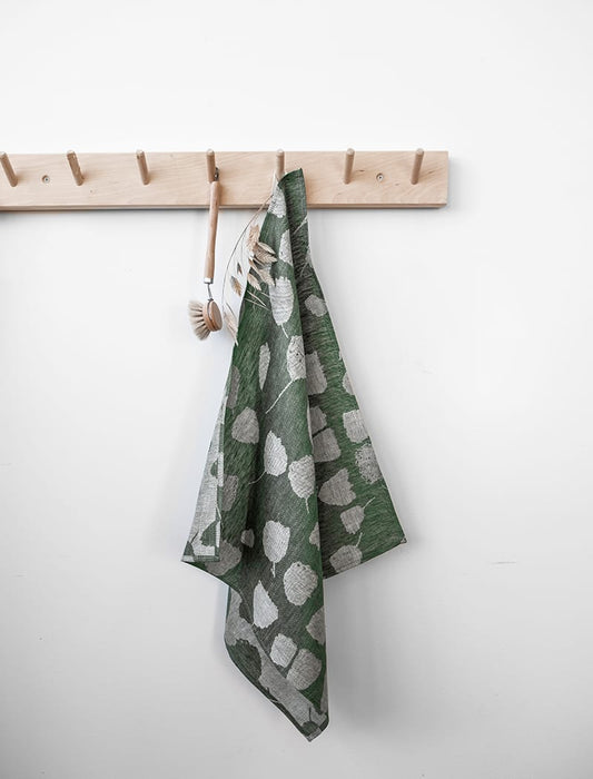 Green Bouquet Linen Tea Towel
